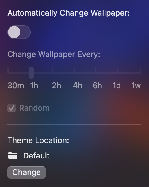 Theme settings popup